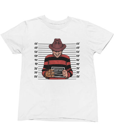 Freddy Krueger Mugshot Horror Film Tribute Mens Graphic T-Shirt 8Ball